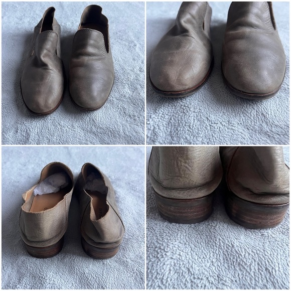 Lucky Brand Cahill Distressed Leather Convertible Loafer Flats Dark Driftwood - Picture 4 of 15